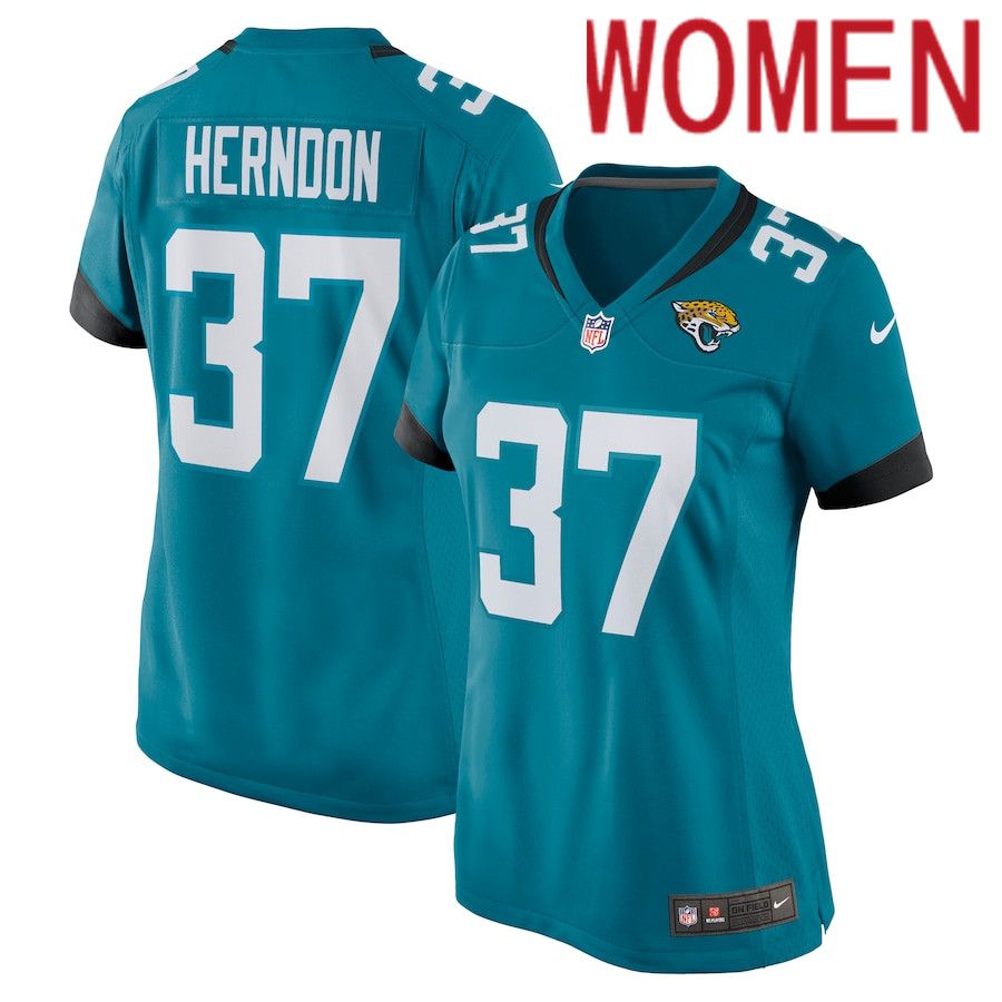 Women Jacksonville Jaguars #37 Tre Herndon Nike Green Nike Game NFL Jersey